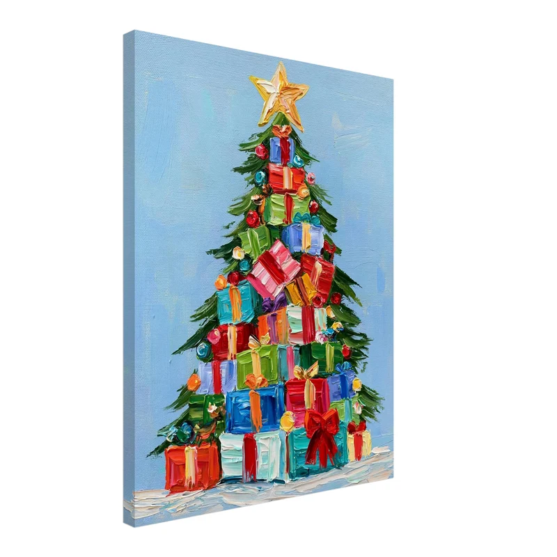 Bunter Weihnachtsbaum Geschenke Leinwand
