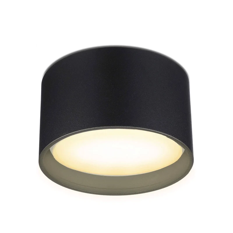 Flache Aufbauleuchte in Schwarz rund inkl. LED GX53 6W Dimmbar - Mira