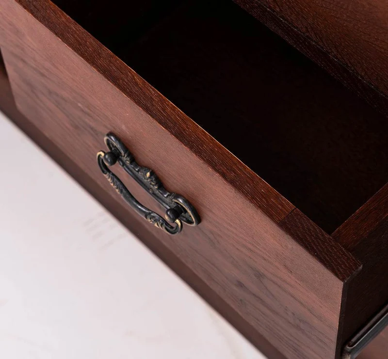 Doppelwaschtisch aus massiver Eiche | Großer Waschbeckenunterschrank mit 3 Schubladen und 2 Türen