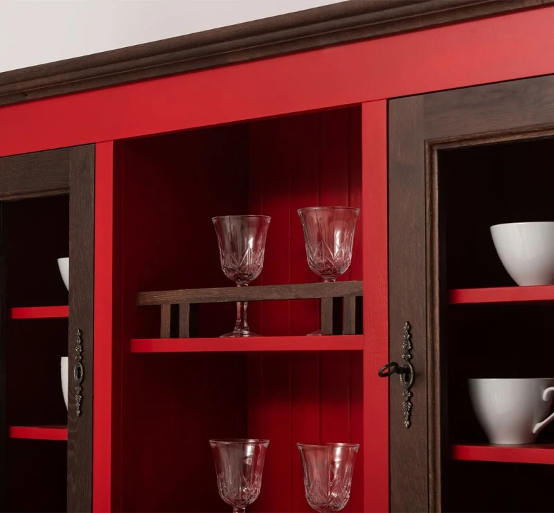 Küchen- und Buffetschrank aus massiver Eiche | Geschirrschrank mit 7 Schubladen und 5 Türen