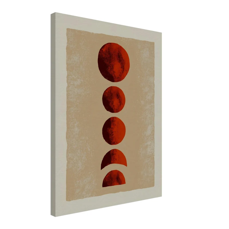 Rote Mondphasen Vintage Leinwand
