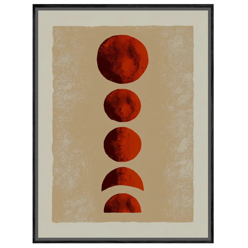 Rote Mondphasen Vintage Leinwand