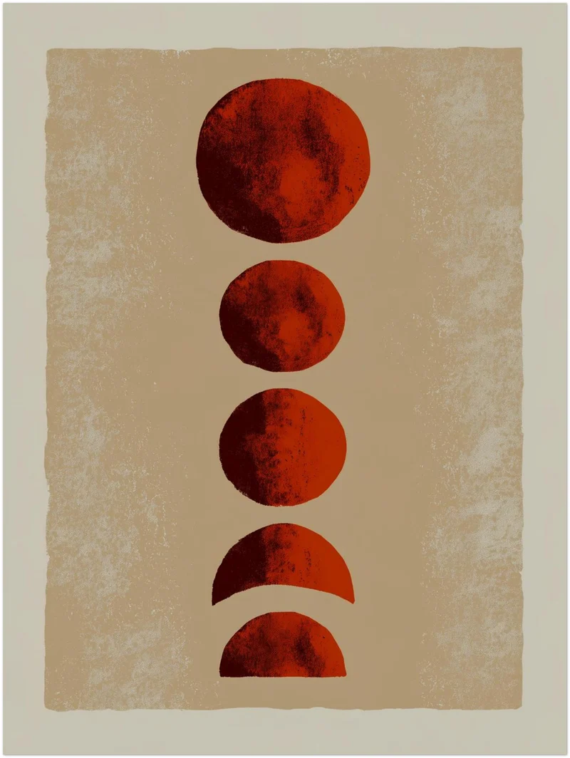 Rote Mondphasen Vintage Poster