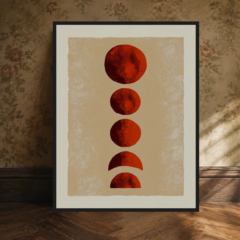 Rote Mondphasen Vintage Poster