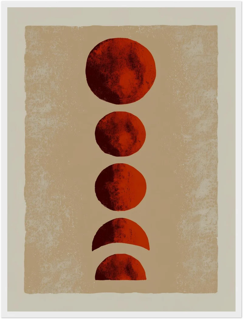 Rote Mondphasen Vintage Poster