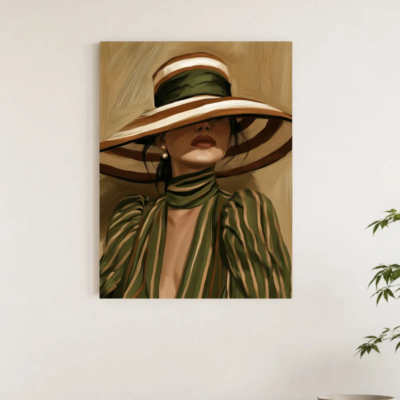 Dame im Streifenhut Leinwand