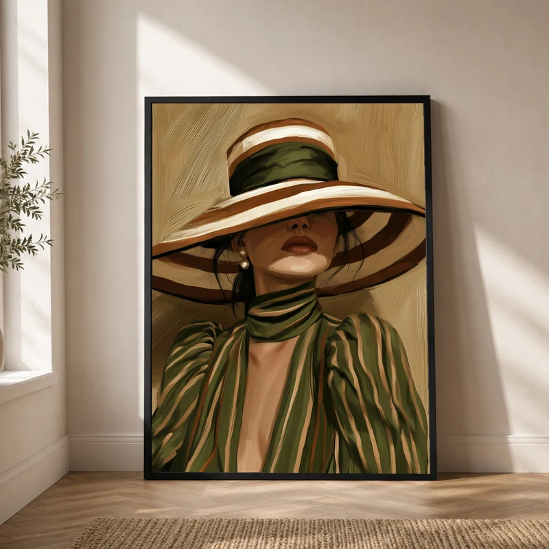 Dame im Streifenhut Poster