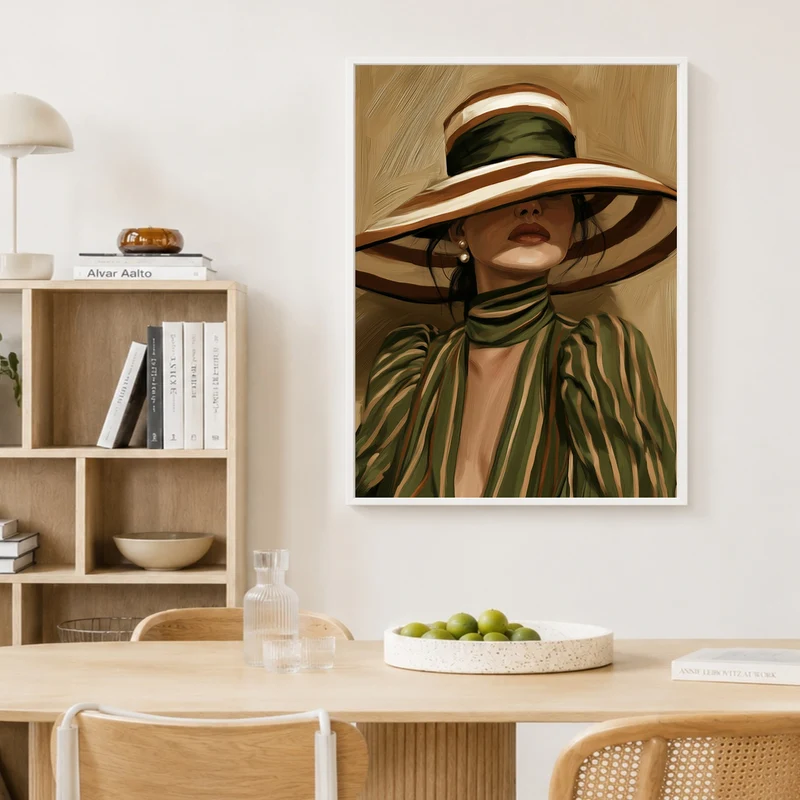 Dame im Streifenhut Poster