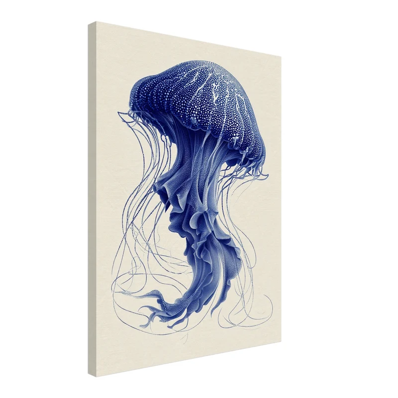 Qualle blau Illustration Leinwand