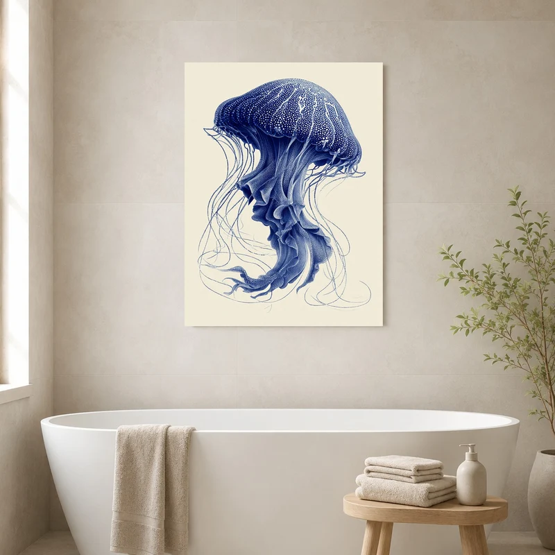 Qualle blau Illustration Leinwand