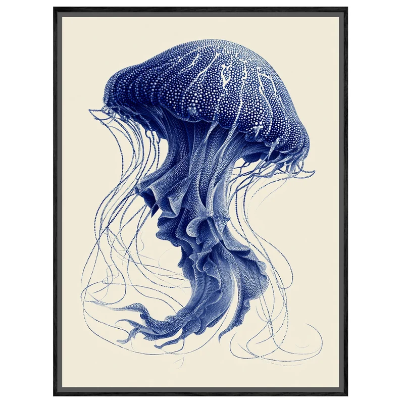 Qualle blau Illustration Leinwand
