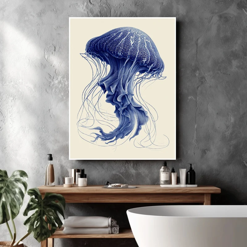 Qualle blau Illustration Poster