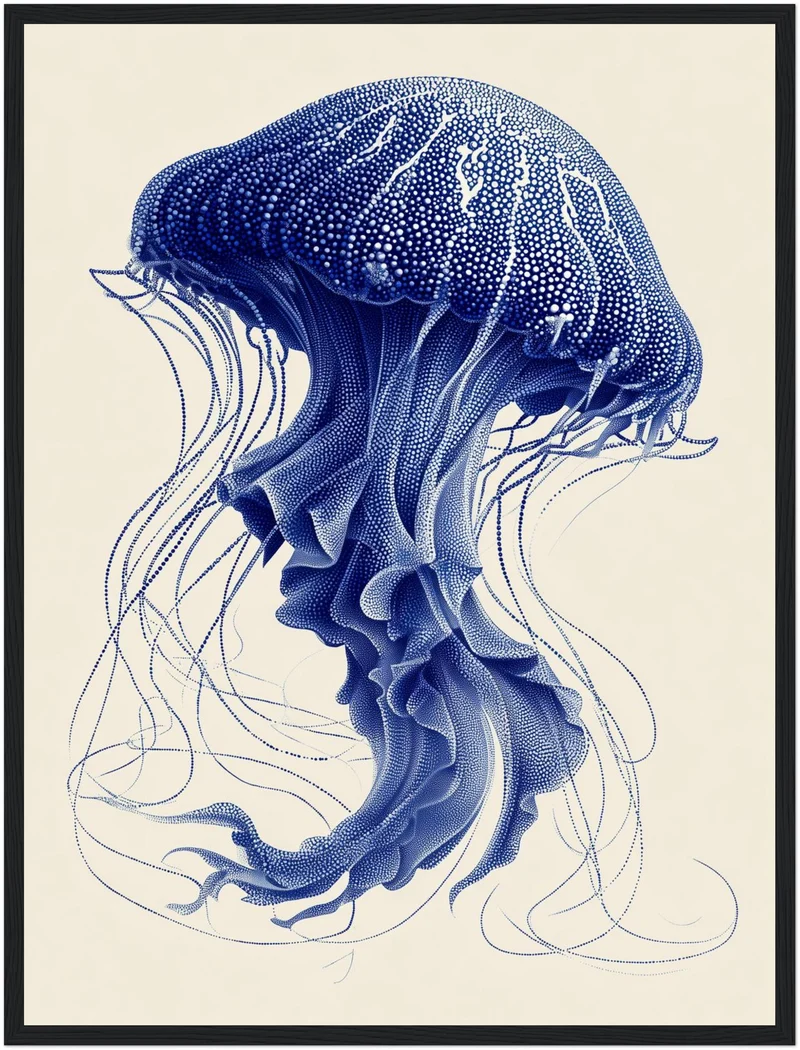 Qualle blau Illustration Poster