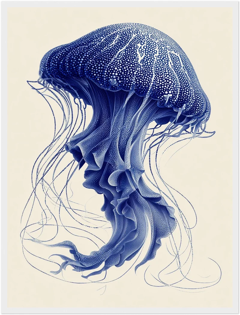 Qualle blau Illustration Poster
