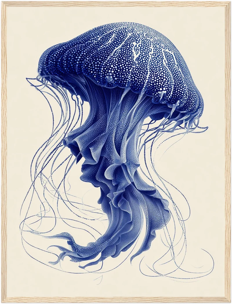 Qualle blau Illustration Poster