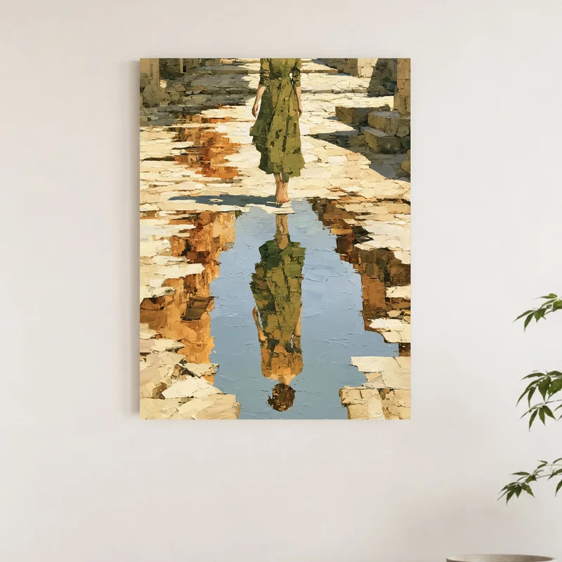 Spiegelung auf altem Pflaster Leinwand