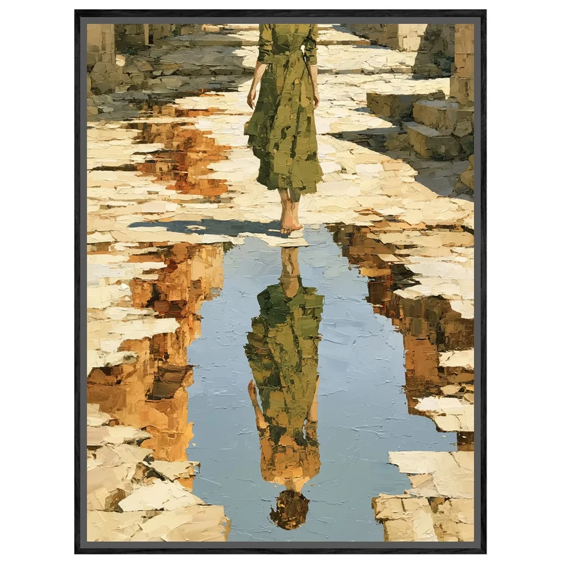 Spiegelung auf altem Pflaster Leinwand
