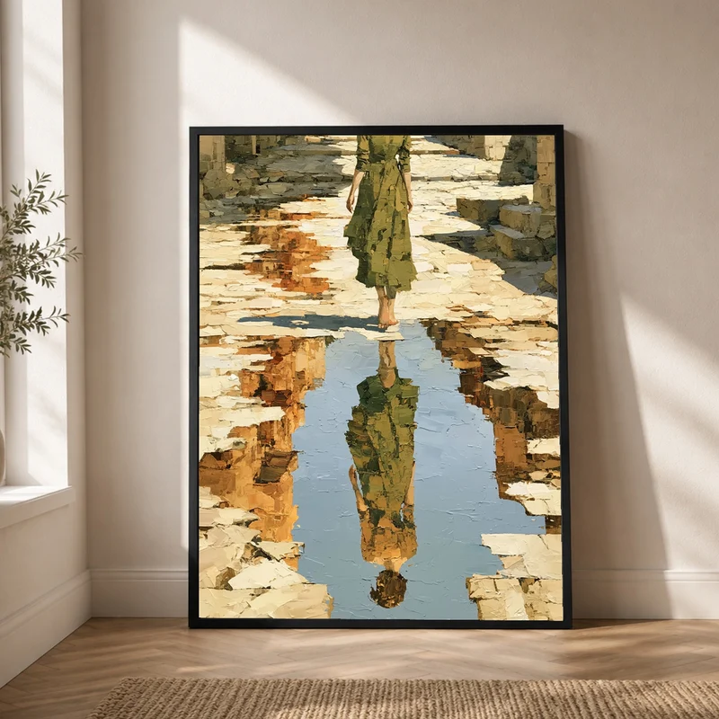 Spiegelung auf altem Pflaster Poster