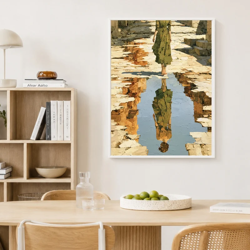 Spiegelung auf altem Pflaster Poster