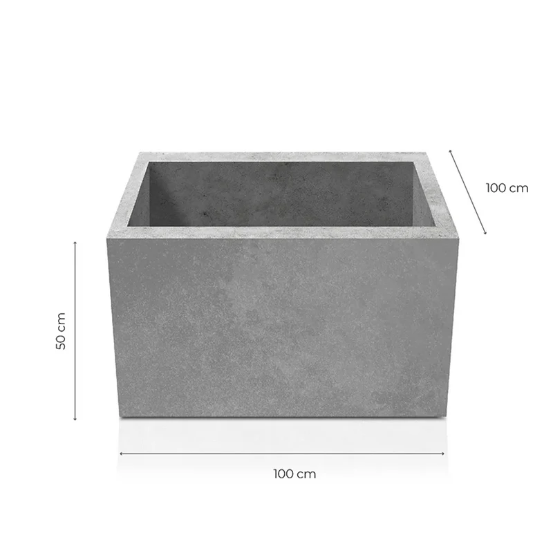 Outdoor Concrete Planters - Square 100x100x50 cm