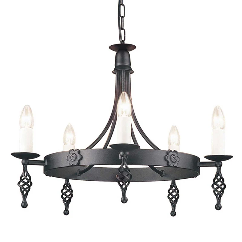 Kronleuchter Belfry 5-flammig Schwarz Ø 60cm