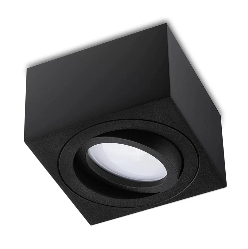 LED Aufbaustrahler Flach - Schwarz Eckig 230V 5W Dimmbar 120° - Tablo