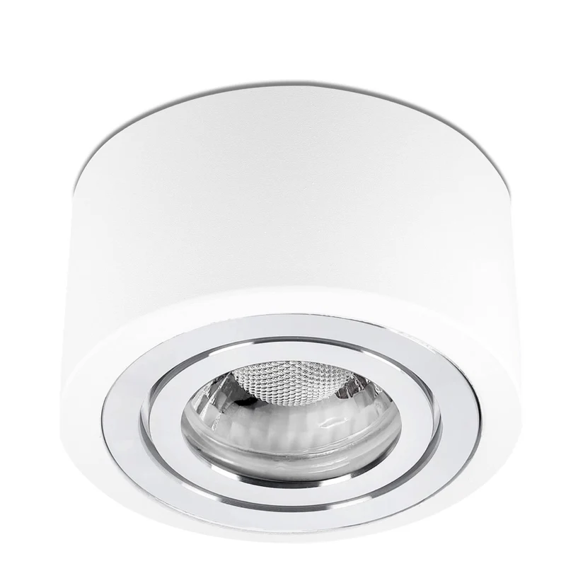 LED Aufbaustrahler IP44 Flach - Weiß mit Chromring 230V 5W Dimmbar - Tablo