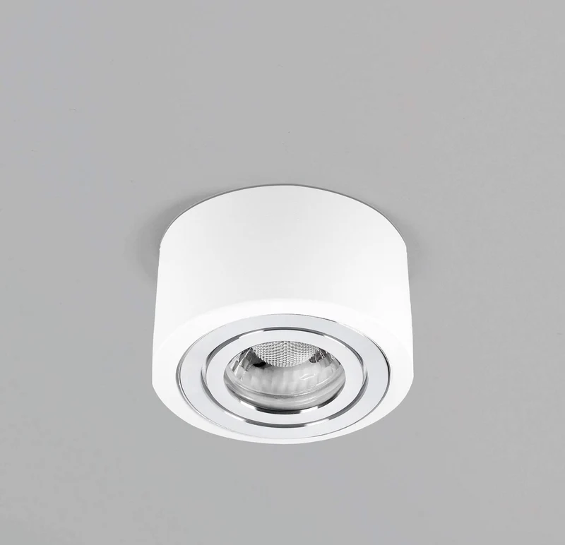 LED Aufbaustrahler IP44 Flach - Weiß mit Chromring 230V 5W Dimmbar - Tablo