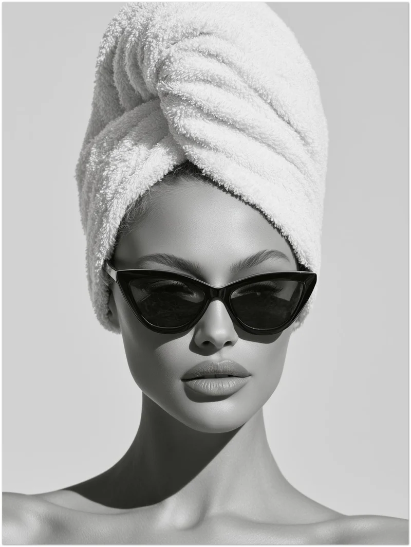 Frau mit Handtuch und Sonnenbrille Leinwand