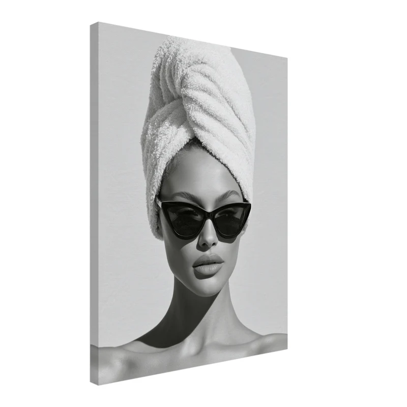 Frau mit Handtuch und Sonnenbrille Leinwand