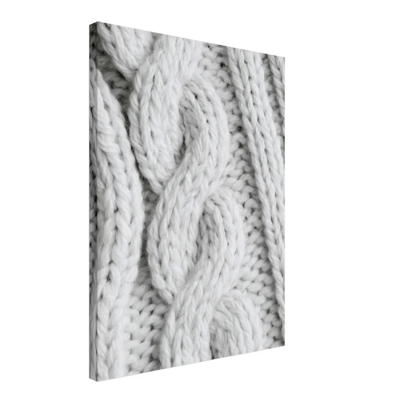 Weißes Strickgewebe Nahaufnahme Leinwand