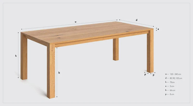 Moderner Esstisch aus massiver Eiche | Tisch Plain in verschiedenen Größen