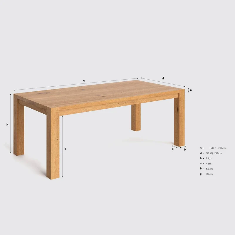 Moderner Esstisch aus massiver Eiche | Tisch Gustav in verschiedenen Größen