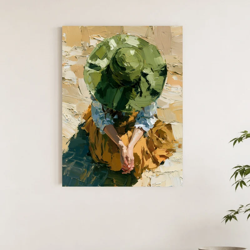 Frau mit grünem Hut Poster