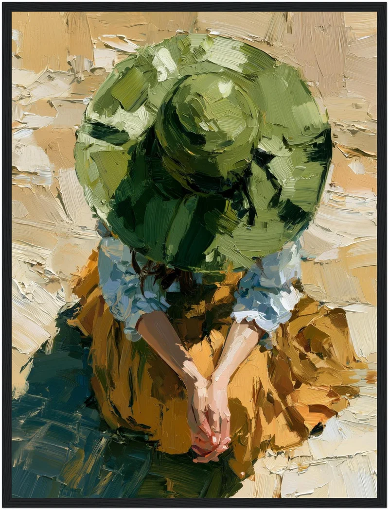 Frau mit grünem Hut Poster