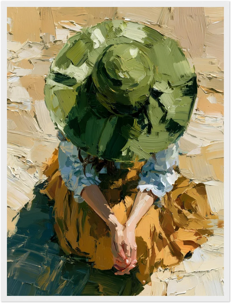 Frau mit grünem Hut Poster