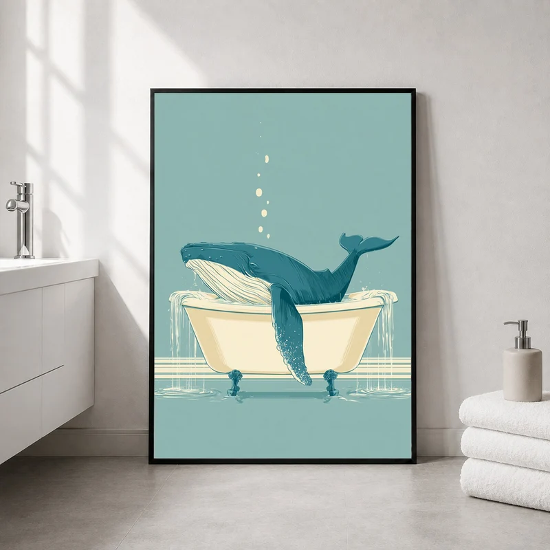 Wal in Badewanne Poster