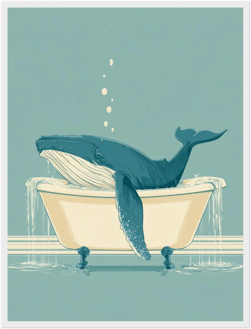 Wal in Badewanne Poster