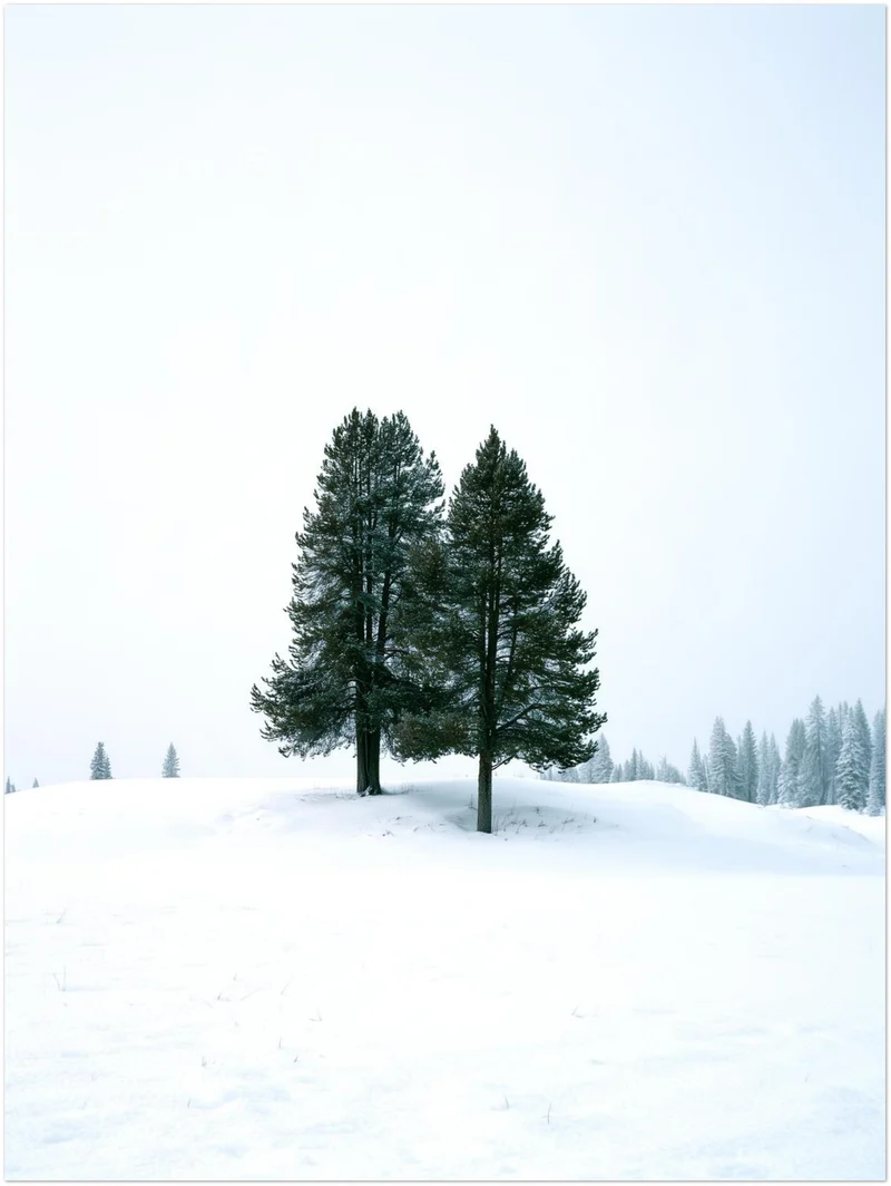Zwei Tannen im Schnee Poster