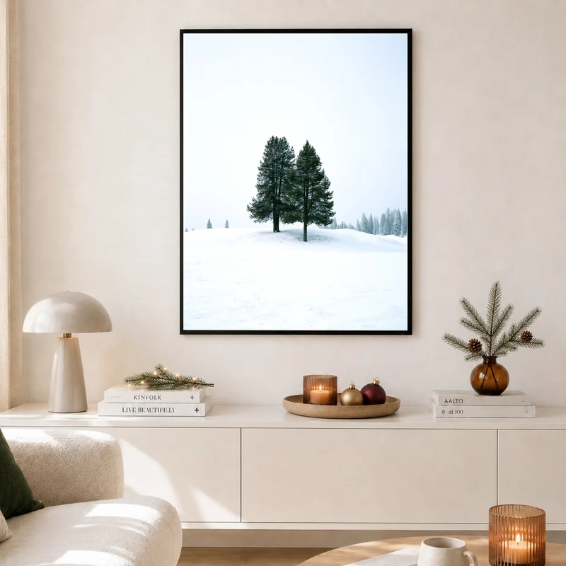 Zwei Tannen im Schnee Poster