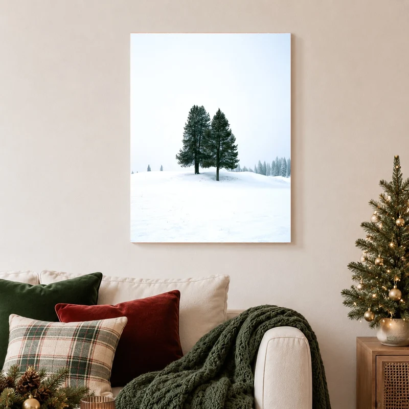 Zwei Tannen im Schnee Poster