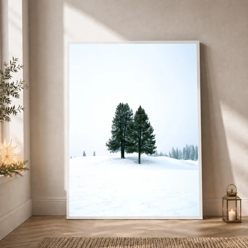 Zwei Tannen im Schnee Poster