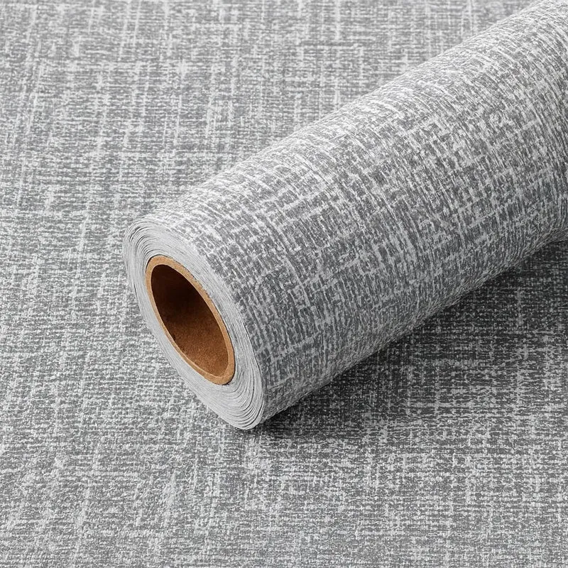 Selbstklebende Grasscloth Tapete Leinenoptik Hellgrau ~3494