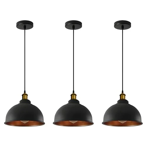 3er Set einzelne Pendelleuchten E27 mit Metallschirm ~3492