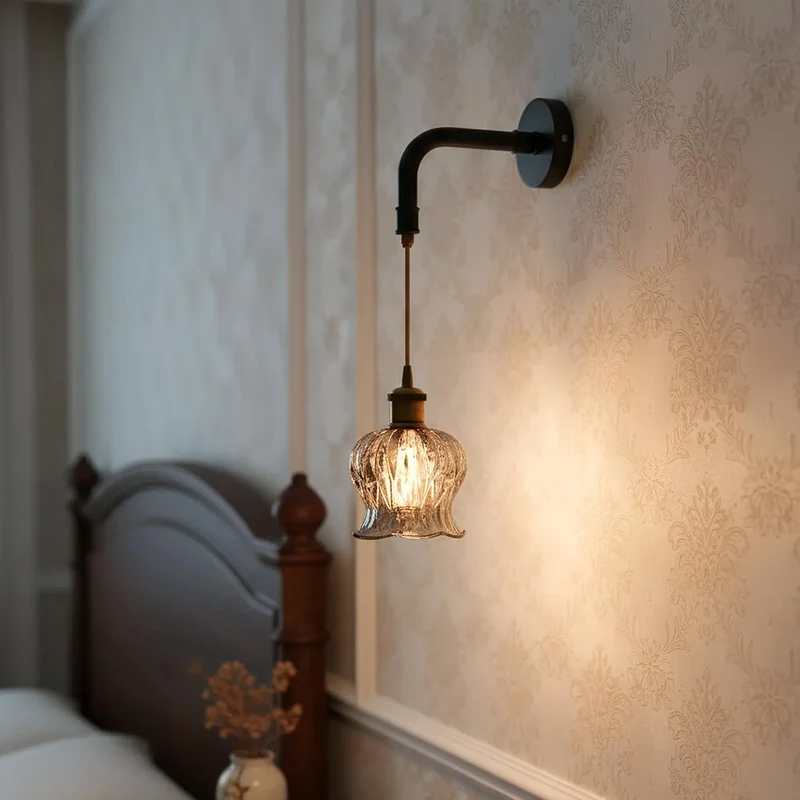 Moderne Wandlampe aus geripptem Glas | E27 Fassung ~3488
