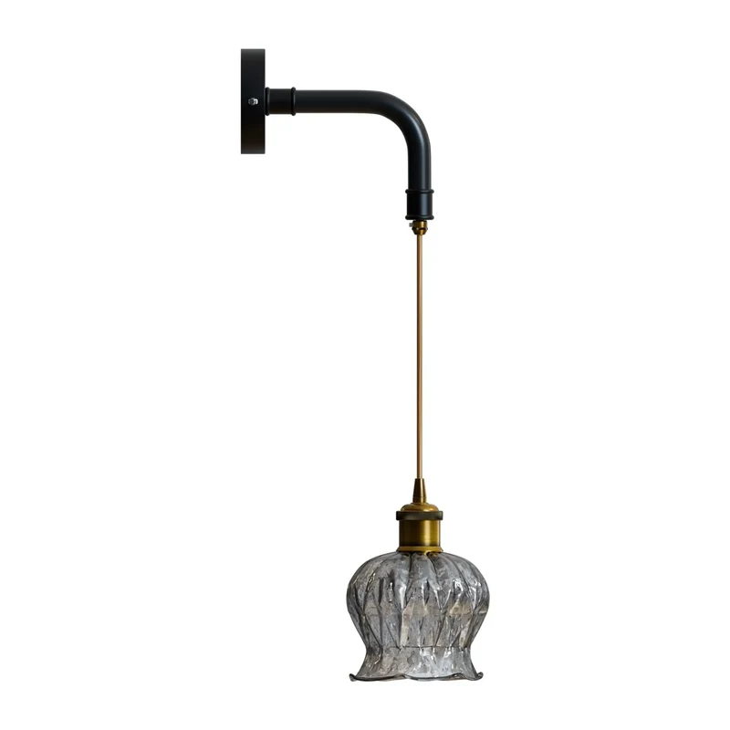 Moderne Wandlampe aus geripptem Glas | E27 Fassung ~3488