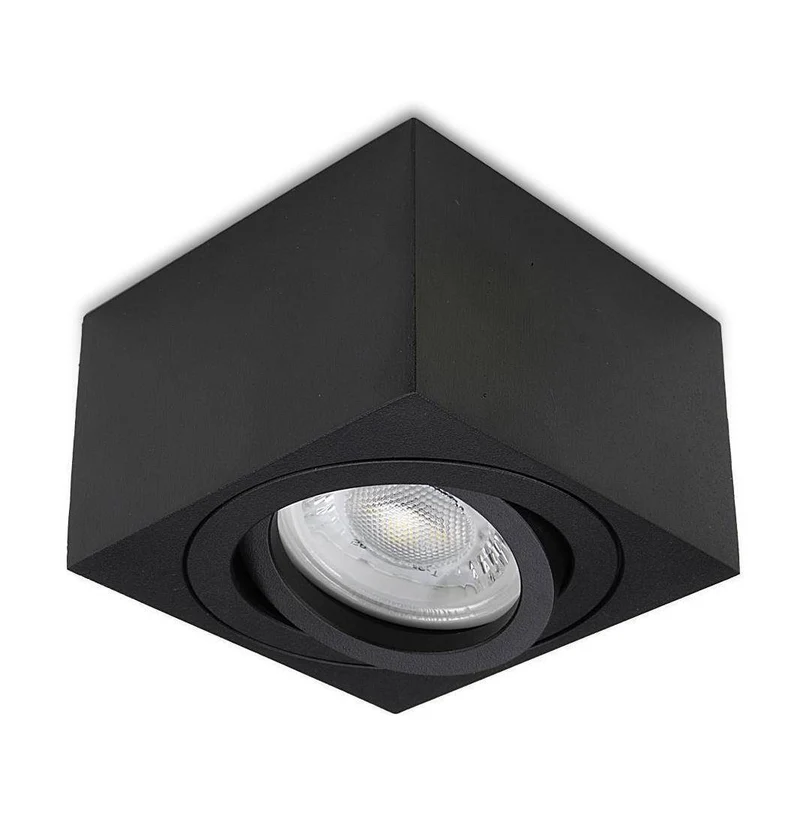 LED Aufbaustrahler Flach - Schwarz Eckig 230V 5W Dimmbar - Tablo