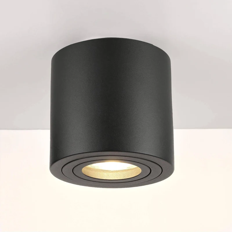 LED Aufbaustrahler Dimmbar - Schwarz Rund 5W GU10 230V - Glabo