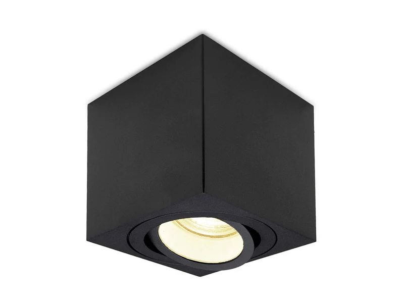 LED Aufbaustrahler Dimmbar - Schwarz Eckig 5W GU10 230V - Glabo