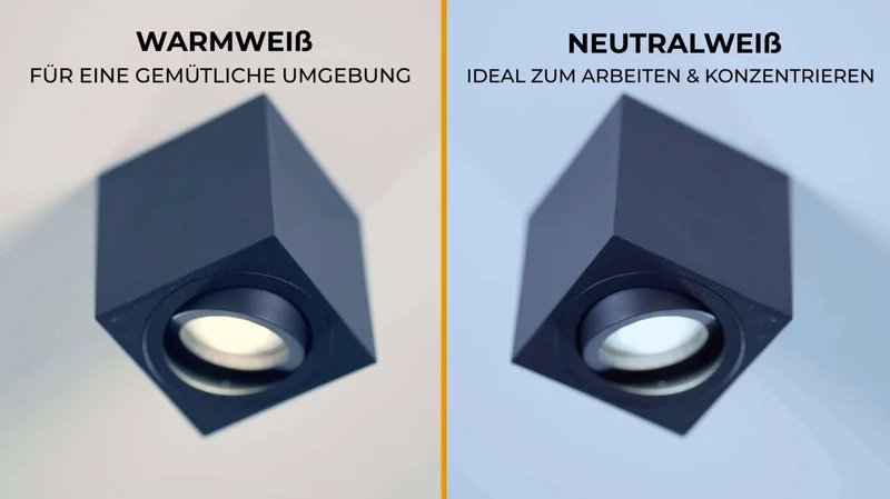 LED Aufbaustrahler Dimmbar - Schwarz Eckig 5W GU10 230V - Glabo